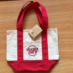 Trader Joe's Red and Cream Canvas Tote